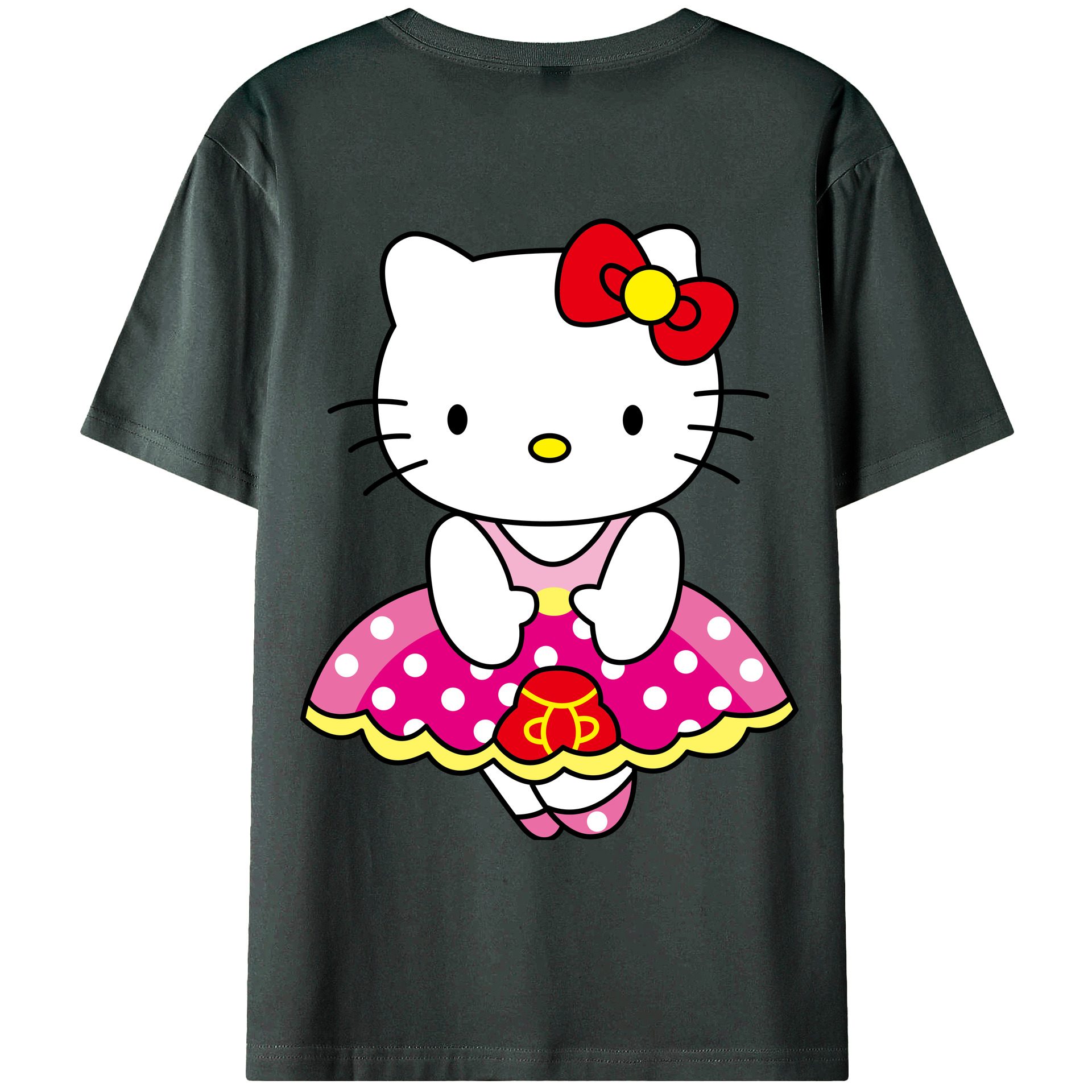 （画像用） Hello Kitty ハローキティ 綿100％ メンズ半袖Tシャツ（バックプリント） 通気性
